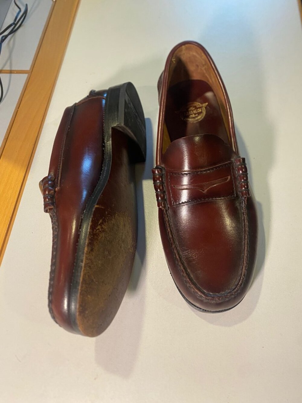 Florsheim Men's Burgundy Leather Penny Loafers 7.5ee